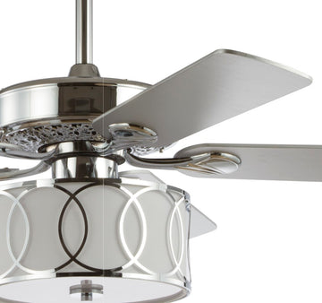 Circe 52" Transitional Glam Drum Shade LED Ceiling Fan With Remote - JONATHAN Y